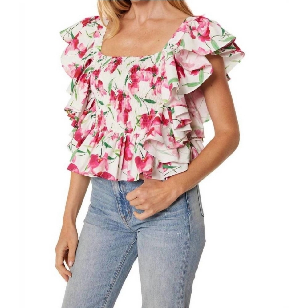 $310 NWT Misa 'Karma' Top in Spring Fuchsia